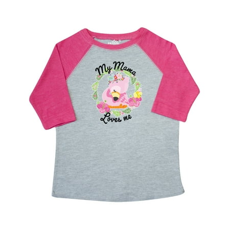 

Inktastic Baby Flamingo My Mama Loves Me in Flower Wreath Gift Toddler Boy or Toddler Girl T-Shirt