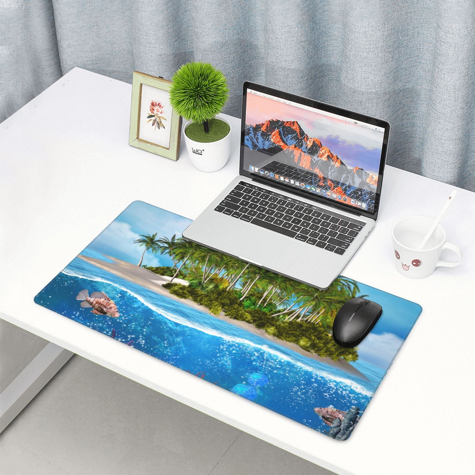 Kdxio Island And Coral Reef Print Large Gaming Mouse Pad,Non-Slip Base,Water Resist Keyboard Pad for Gamer,Office & Home,29.5 x 15.8 in