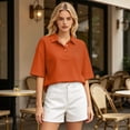 thumbnail image 5 of Dresfit Polo Shirts Womens Button Down Golf Shirts 2026 Summer Short Sleeve Collared Tennis Tops Oversized Solid Plus Size Golf T Shirts L, 5 of 6