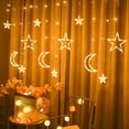 thumbnail image 1 of Cortina de luces LED con estrellas para decoración navideña, decoración exterior, luces de estrellas, diseño de sala de bodas, cadena de luces, 1 of 6