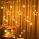 thumbnail image 1 of Cortina de luces LED con estrellas para decoración navideña, decoración exterior, luces de estrellas, diseño de sala de bodas, cadena de luces, 1 of 6