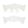 thumbnail image 4 of Fiaer Womens Retro Court Waspie Corset Belt Underbust Lace up Boned Bustier Jacquard Brocade Corset Waist Cincher White XS, 4 of 8