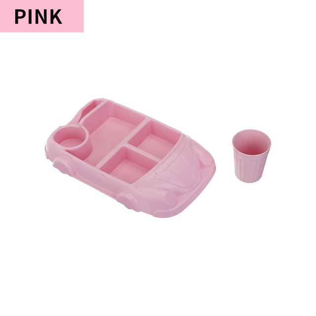 Car Shape Bamboo Fiber Tableware Kid Baby Plate Bowl Cup Divided Feeding Dish
