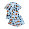 thumbnail image 3 of Halloween Womens Silk Pajamas Set 2 Pcs Pink Skull Pumpkin Button Down Print Pjs Set Collar Cozy Loungewear Sets Cozy Sleepwear Nightwear Halloweens Great Gift for Her, 3 of 9