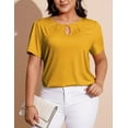 thumbnail image 3 of FOLUNSI Women's Plus Size Tops Casual Keyhole Round Neck Pleated Puff Sleeve Blouse m-4x, 3 of 6