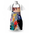 thumbnail image 3 of Music Apron, Band of Stick Performing on an Abstract Piano Jazz Club with Notes Background, Unisex Kitchen Bib with Adjustable Neck for Cooking Gardening, Adult Size, Multicolor, by Ambesonne, 3 of 4