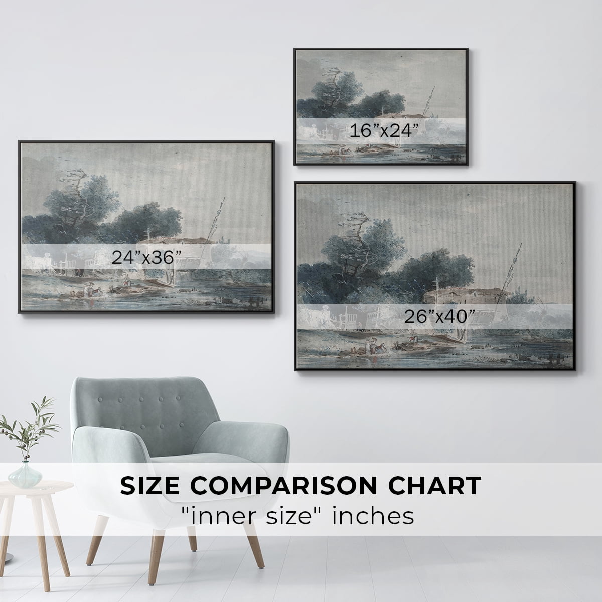 Vintage Landscape-CCCXLVII By Wexford Home Framed in Black Wood Gallery Wrapped Canvas 17 in. x 25 in.