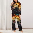 thumbnail image 2 of KLL Underwater Treasure Chest Print Women's Long Sleeve Pajamas with Pants Sleepwear Loungewear 2 Set-Small, 2 of 7