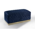 thumbnail image 2 of Nicole Miller Janice Velvet Bench Intricate Woven Pattern Gold Stainless Steel Base, Navy/Gold, 2 of 10