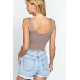 thumbnail image 4 of Saronite Basic Rayon Scoop Neck Sleeveless Crop Tank Top, Oyster Khaki (Women's), 4 of 4