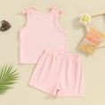 thumbnail image 3 of Bagilaanoe 2pcs Little Girls Shorts Set Toddler Summer Outfits Letter Print Sleeveless Tank Tops + Short Pants 3T 4T 5T 6T 7T Kids Casual Clothes, 3 of 7