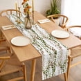 thumbnail image 3 of Table Runner 72 Inches Long for Kitchen Dining, Green Pink Weeping Eucalyptus Dresser Scarf Farmhouse, Dining Table Decorations for Wedding/Parties, Spring Summer Farmhouse Leaves 16 x 72 In, 3 of 8