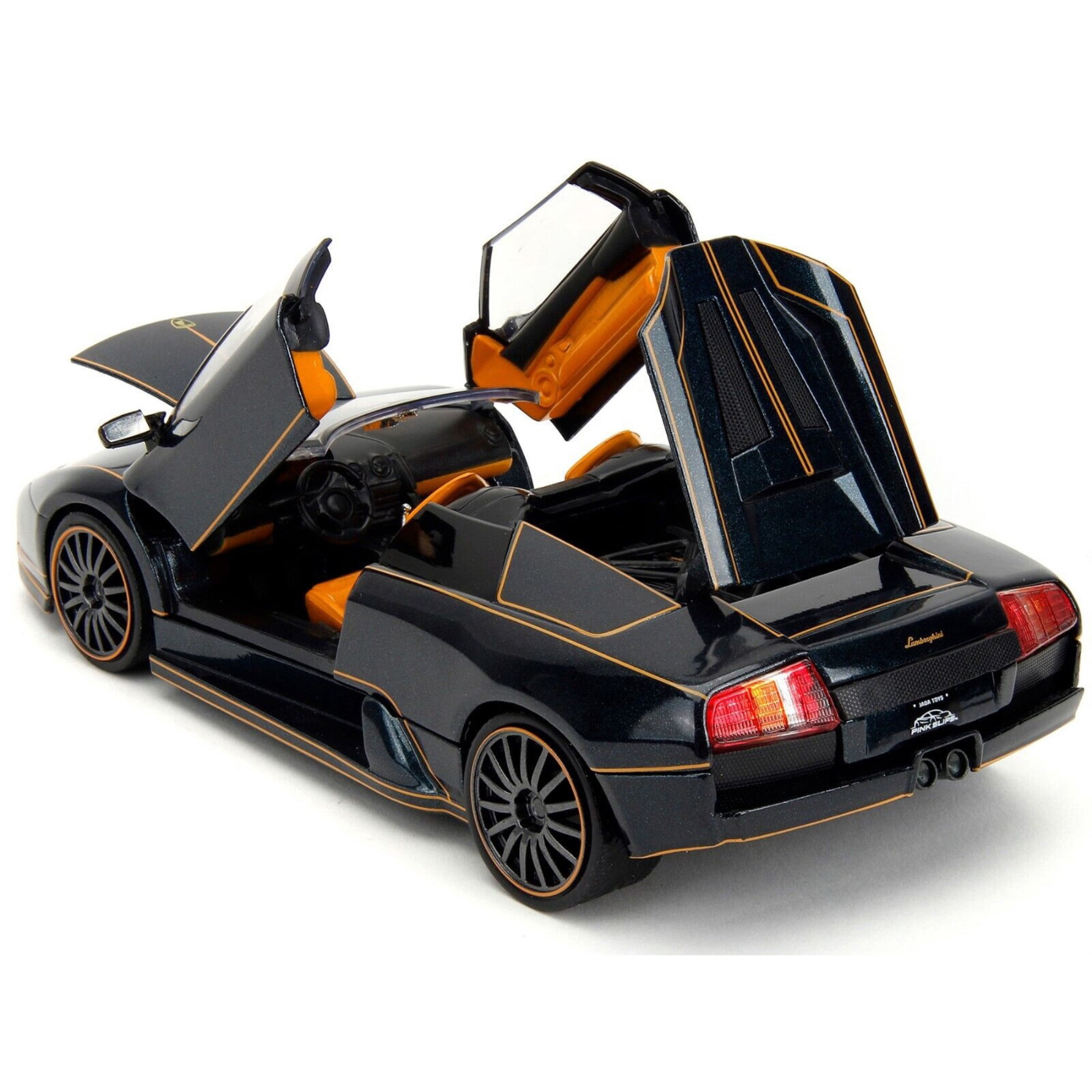 Lamborghini Murcielago Roadster Black Metallic with Orange Interior "Pink Slips" Series 1/24 Diecast Model Car by Jada