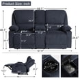 thumbnail image 5 of Reclining Sofa, 2 seater Manual Recliner Sofa with Cup Holders, Manual Reclining Loveseat for Living Room, Navy, 5 of 7