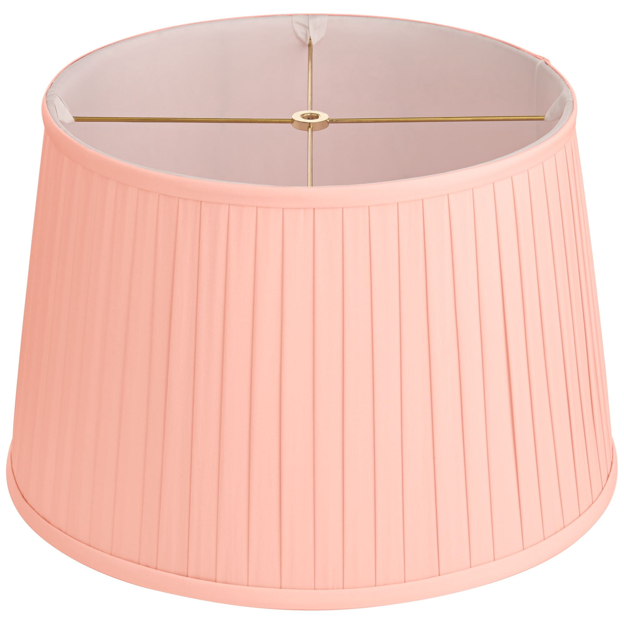Springcrest 14" Top x 17" Bottom x 11" High x 11" Slant Lamp Shade Replacement Large Peach Pink Empire Pleated Spider Harp Finial