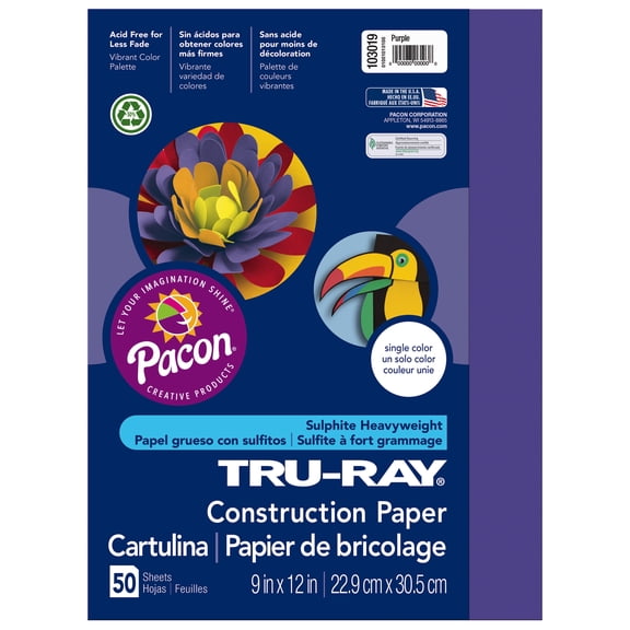 Tru-Ray, PAC103019, Construction Paper, 50 / Pack, Purple