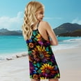 thumbnail image 4 of 9-10 Years Girl's Print Cami Casual Dress Sleeveless Hawaiian Summer A Line High Waist Mini Sundress, 4 of 7