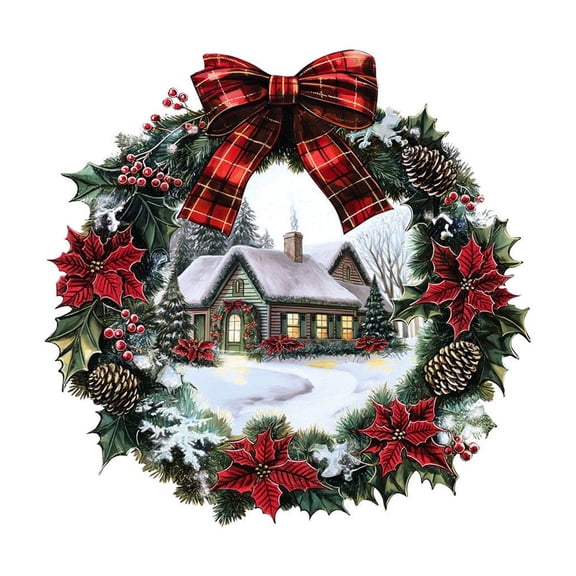 WEGFTDUOP Christmas Garland Snow House Living Room Glass Window Holiday Scene Decorative Wall Stickers