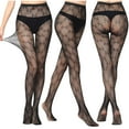 thumbnail image 2 of Kilaqueen Tights for Women High Waist Fishnet Thigh High Stockings Transparent Hollow Out Sexy Lace Leggings Floral Lace Net Mesh Pantyhose, 2 of 5