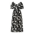 thumbnail image 4 of Time and Tru Women's and Women's Plus Back Tie Midi Dress with Puff Sleeves, Sizes XS-XXXL, 4 of 4