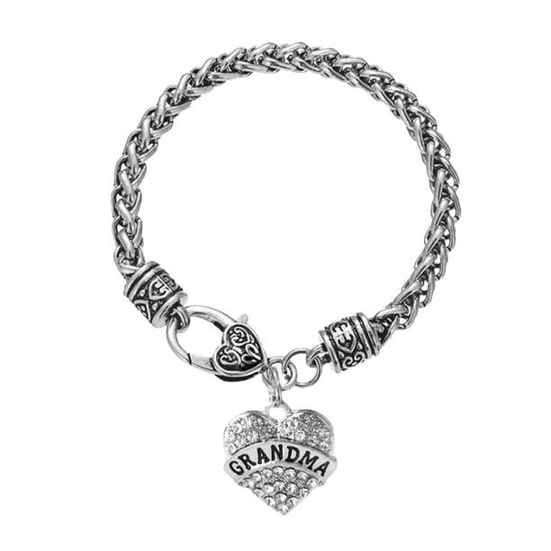 Corazón Bangle Charm Pulsera Rhinestone Maestro Mamá Ceystal Regalo Familia Cumpleaños Abuela Cadena Hija Pulseras