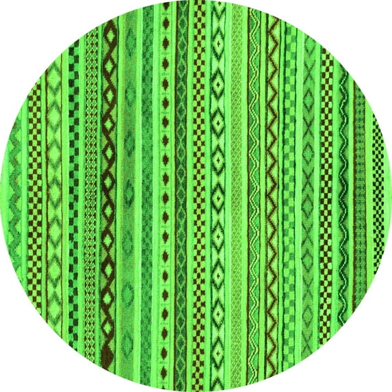 Ahgly Company Indoor Round Abstract Green Modern Area Rugs, 3' Round