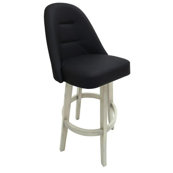 Swivel Bar Stool 30" M-235 Vivian Base - Black Vinyl - White