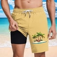 thumbnail image 3 of Rvwovn Men's Swim Trunks with Compression Liner, Tropical Palm Tree Print Quick Dry Board Shorts, 3 of 6