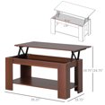thumbnail image 3 of HOMCOM Modern Lift Top Coffee Table, Convertible Center Table with Hidden Storage Compartment and Storage Shelf for Living Room, 3 of 10