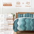 thumbnail image 6 of 3 Piece Abstract Turquoise Moire Duvet Cover Set Full Size,Microfiber Comforter/Quilt Cover with Corner Ties and 2 Pillowcases,Gradient Coastal Ocean Geometric All Season Bedding with Zipper Closure, 6 of 8