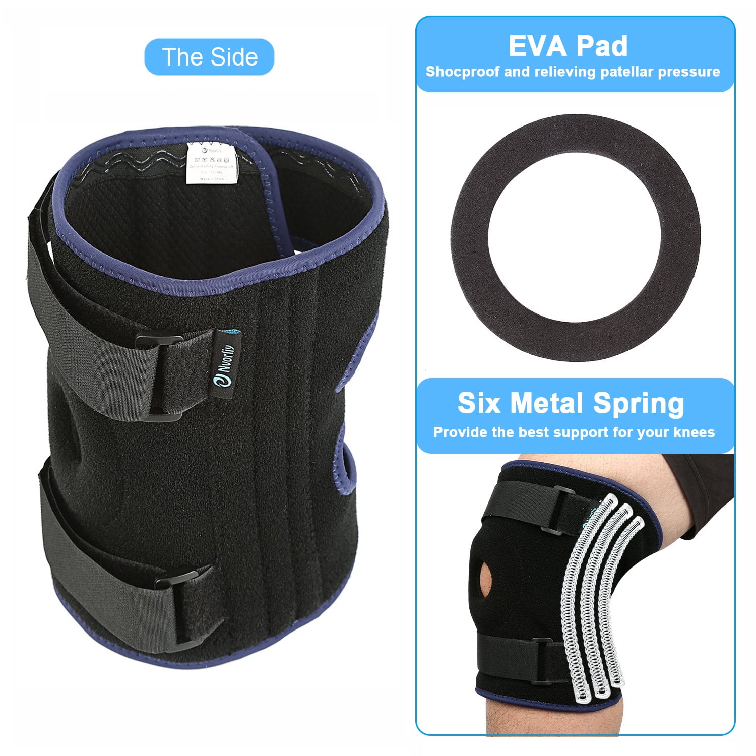 Nvorliy Plus Size Knee Brace for Knee Pain Plus Size, Adjustable Knee Support with Side Stabilizers for Arthritis Pain,Meniscus Tear, Fit Women & Men (7XL/8XL)
