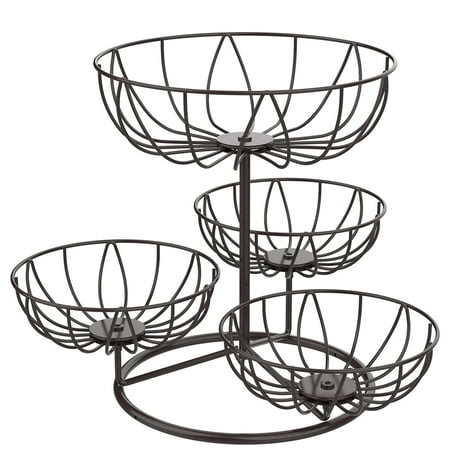

Fuleadture 4 Tier Fruit and Vegetable Bowl Portable Fruit Bowl for Storing & Organizing Vegetables Eggs and More-（Bronze）
