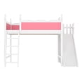 thumbnail image 3 of Leumius Full Loft Bed Frame with Storage Shelves and Wardrobe, Solid Wood Loft Bed with Detachable Slide and Ladders for Kids Teens Adults Pink and White, 3 of 8