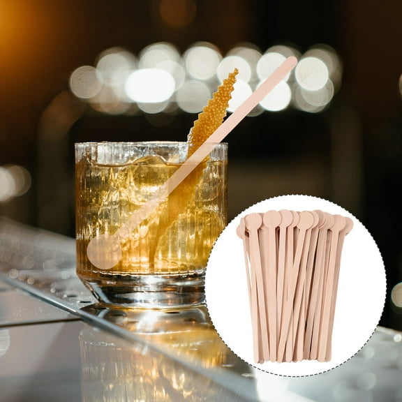 PTOOTP 50pcs Light Brown Wood Stir Sticks for Coffee Tea Bar Disposable Stirring Rods
