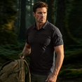 thumbnail image 5 of Havenx Mens Polo Shirts Short Sleeve Button Down Polo with Pockets Collared Golf Shirt Breathable Casual Soft Lightweight Summer Clothes,Black L, 5 of 5