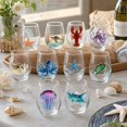 thumbnail image 6 of Artisanal Marine Animal Stemless Wine Glass, 2D Ocean Fantasy Embossed Glassware, Handcrafted Coastal Bar Tumbler, Decorative Home Gift For Ocean Lovers, 6 of 8
