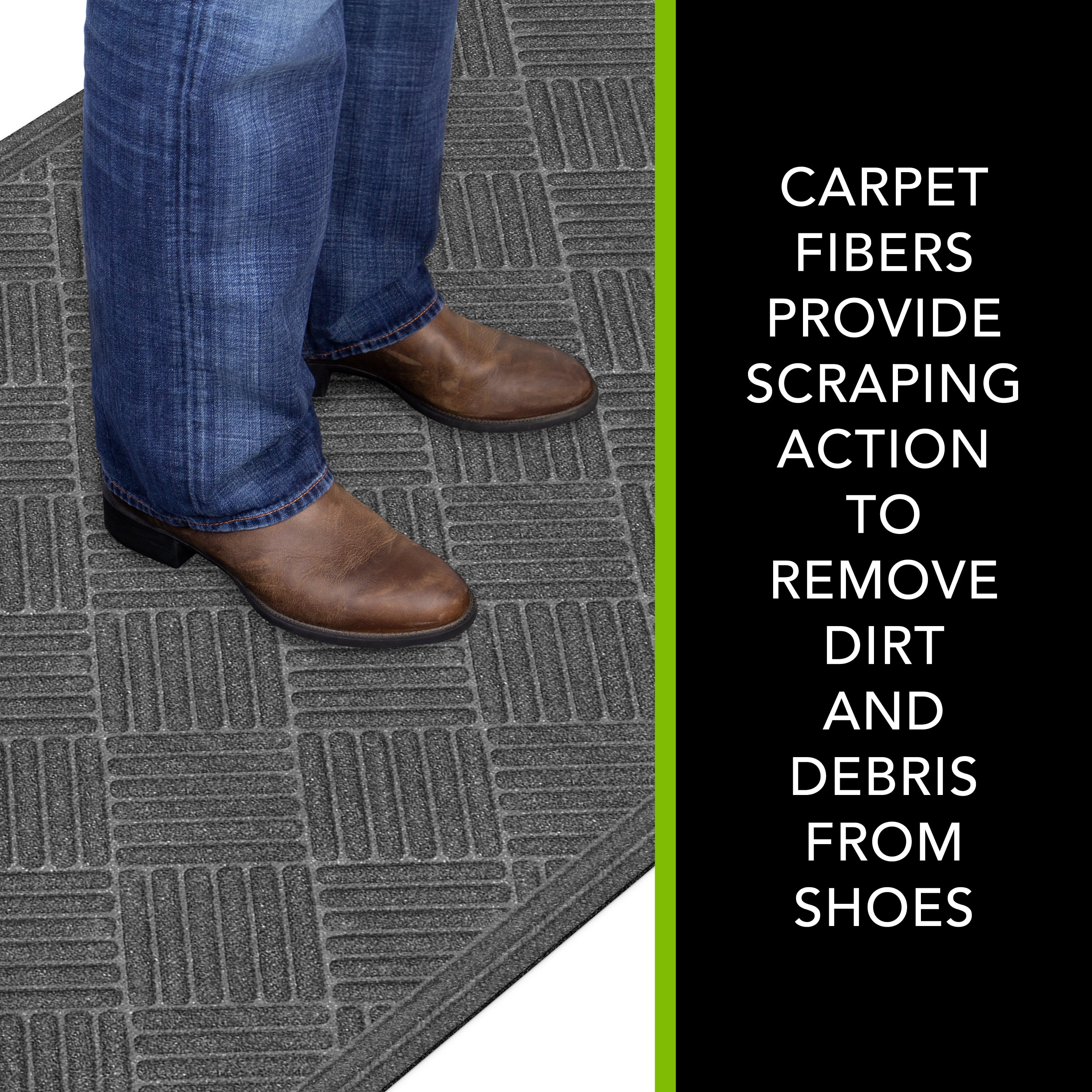 Mainstays Crosshatch Doormat, Polyester and Rubber Backed, 3 ft x 4 ft, Smoke