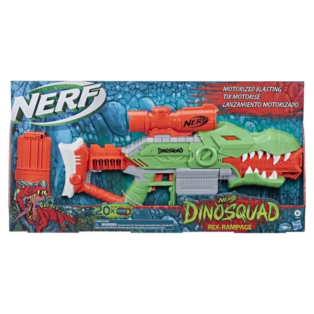 Nerf DinoSquad Rex-Rampage Motorized Dart Blaster, 10-Dart Clip, 20 Nerf  Darts