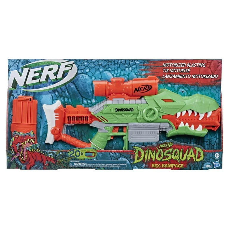 Nerf DinoSquad Rex-Rampage Motorized Blaster 20 Darts T-Rex Dinosaur Toy  Gun 8+