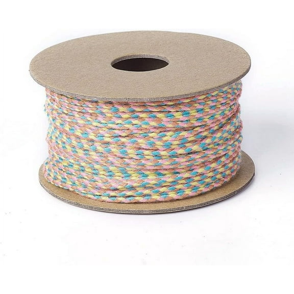 1Roll Macrame Cotton Cord Rope for Wall Hanging Crafts Gift Wrapping Colorful 2mm Mixed Color