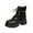 Black, variant on Women's Ankle Boots Print Sole Lace Up Booties Fashion Punk Rock Style Low Heel Footwear for Casual Outings