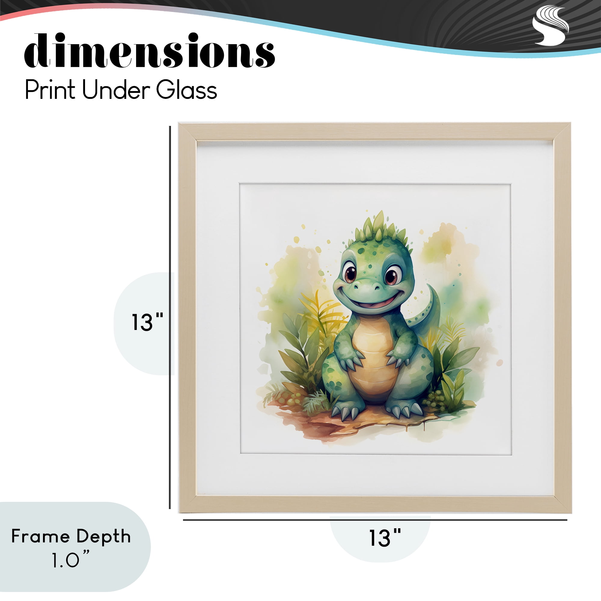 Stupell Industries Crafty Smiling Dinosaur Birch Framed Print Under Glass, design by Steve Hunziker