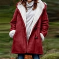 thumbnail image 2 of Womens Plus Size Winter Coats Warm Sherpa Fleece Lined Jackets Hooded Parka Faux Suede Pea Coat Outerwear Pockets, 2 of 5