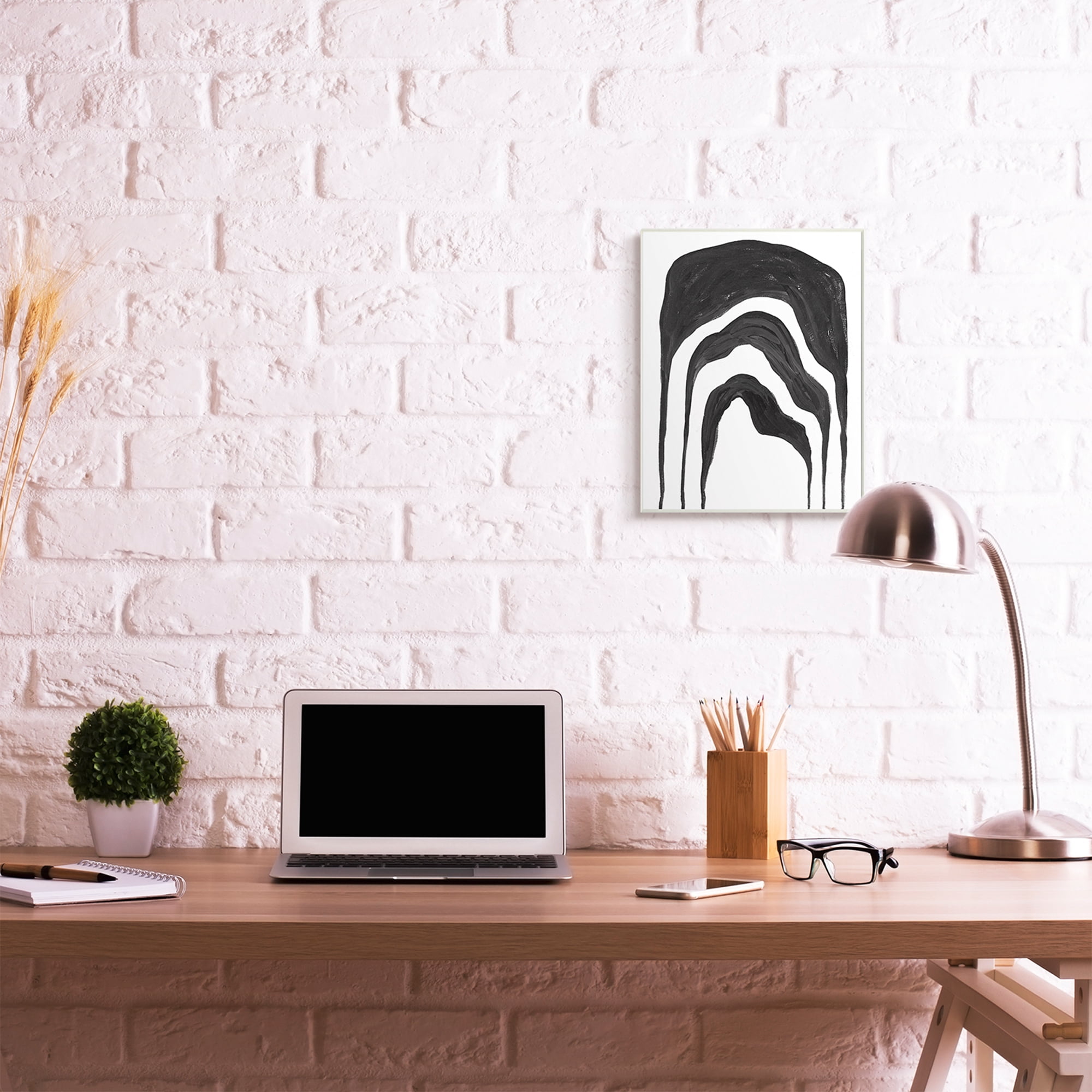 Stupell Industries Abstract Black Arches Organic Smoke Shape Wall Plaque by Daphne Polselli