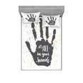 thumbnail image 2 of Inspirational Bedding Set with Sheet & Covers, It is All in Your Hands Inscription on Grungy Print Pastel, Printed Bedroom Decor 2 Shams, 4 Sizes, Charcoal Grey Baby Blue, by Ambesonne, 2 of 3
