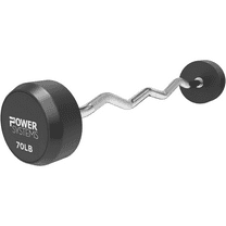Power Systems ProStyle Fixed Barbell - EZ Curl Rubber-Coated Bar, 70 lbs, Solid Steel Construction