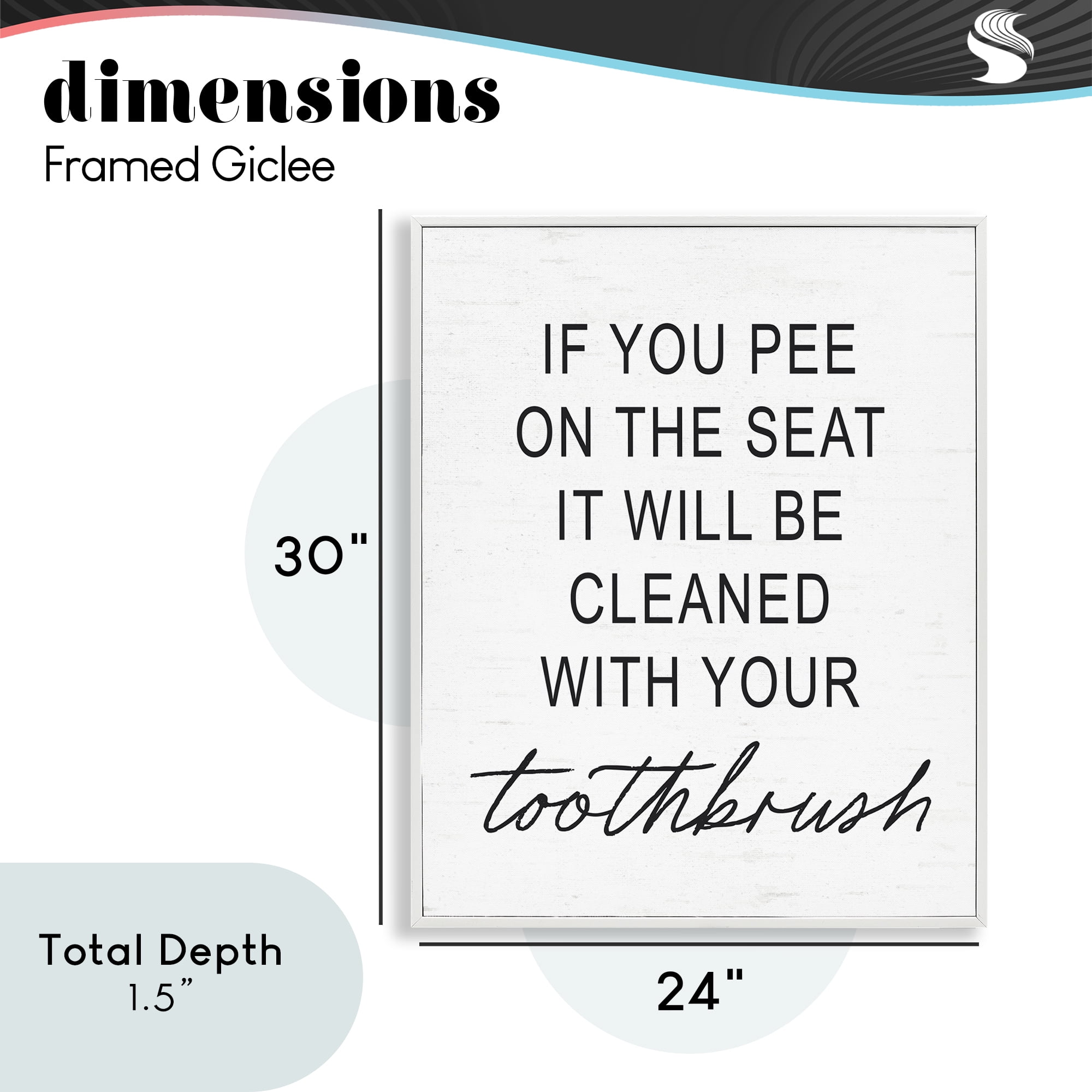 Sassy Clean With Toothbrush Warning White Framed Giclee Art, design by Lettered and Lined