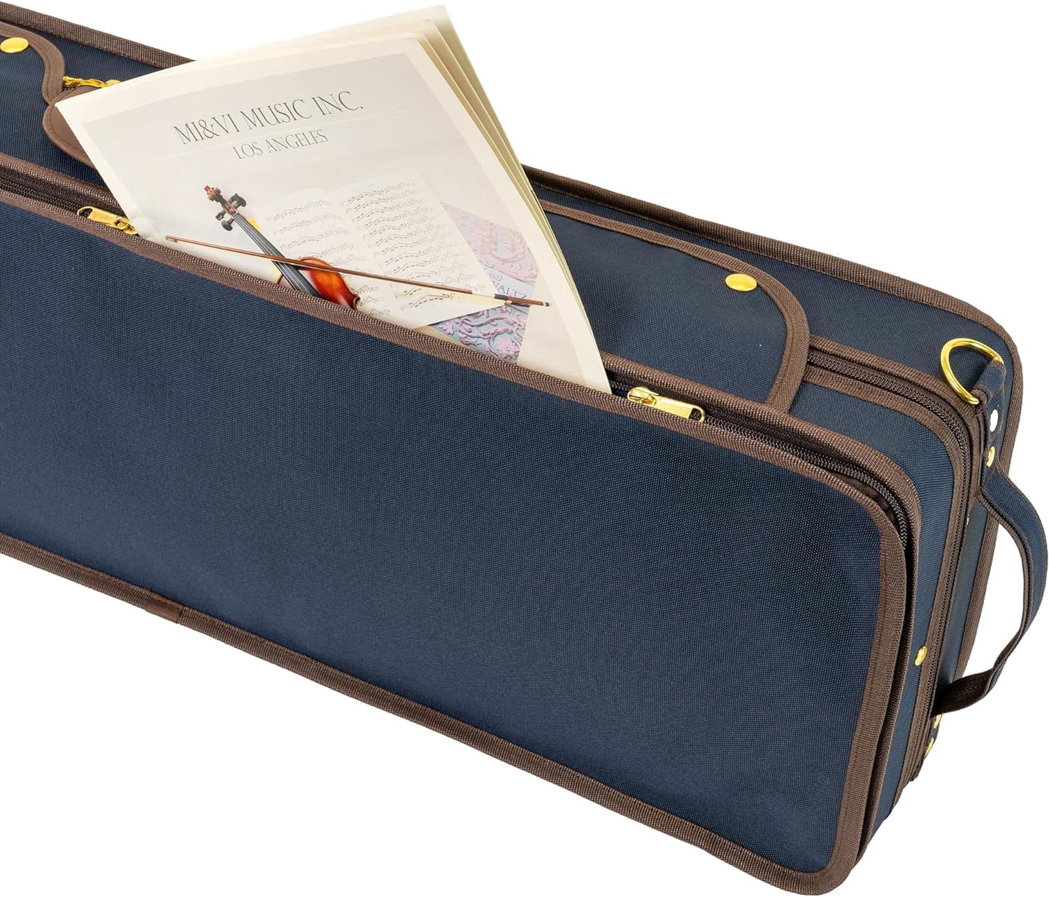 MI&VI NF-9001CC Maestro Hard-Shell Violin Case 4/4 (Full Size) Polishing Cloth Included | Luxury Silk Interior | High-Density | Adjustable Straps | Hygrometer | Thermometer (Blue / Blue)
