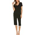 thumbnail image 2 of Ensemble de Pyjama pour Femme en Coton Doux, Vêtement de Nuit, Pyjama, Grande Taille, Noir, Petit, 2 of 7