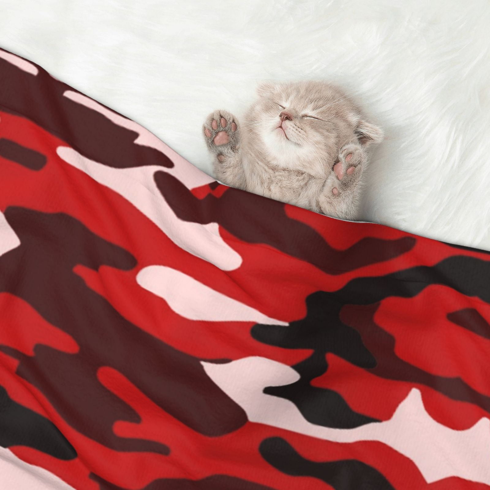 Red Camouflage Dog Blanket Soft Warm Flannel Cat Blanket Great Pet Throw for Cats Puppy Small Medium Large Dog